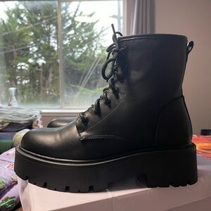 Madden Girl Black Combat Boots